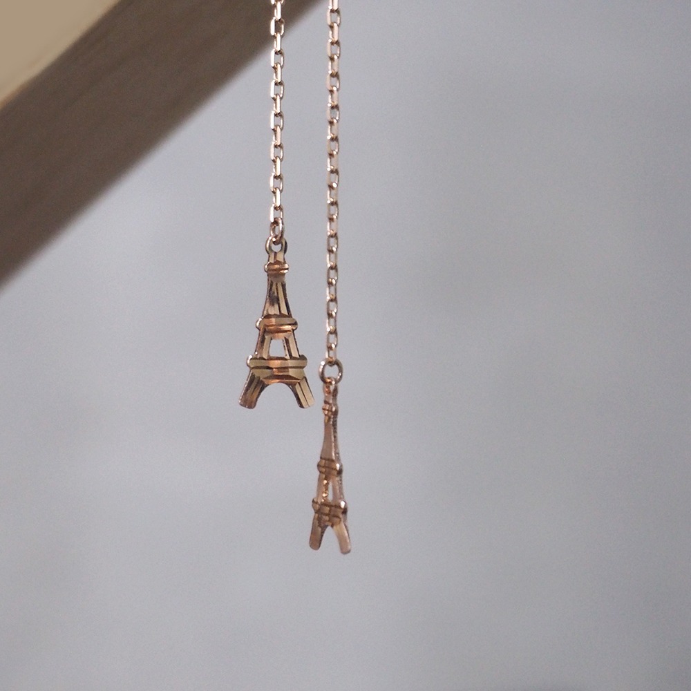 14k 로맨틱 에펠탑 드롭 귀걸이
